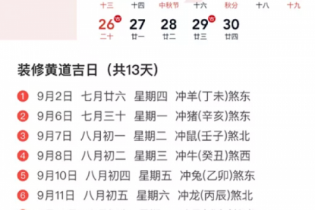 年9月动工装修黄道吉日推荐，选对日子开工顺风顺水！